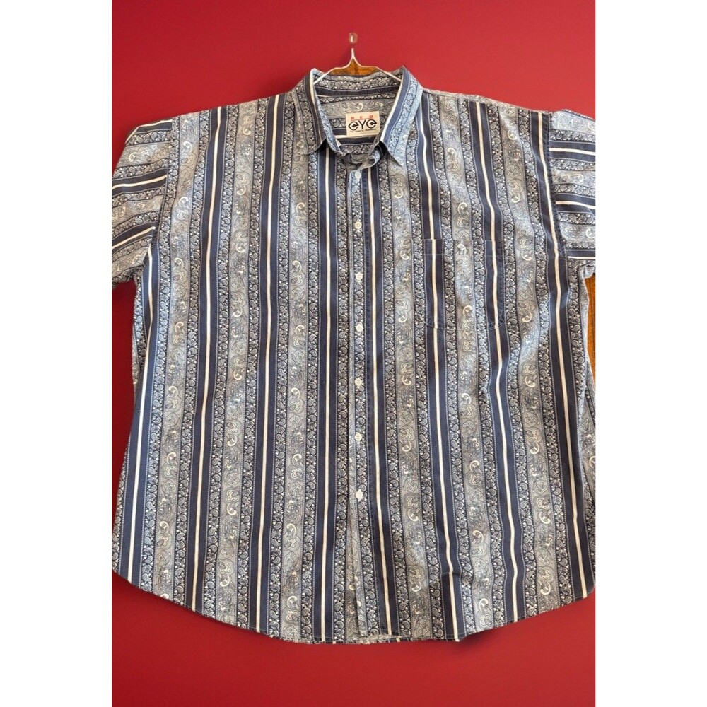 BIG & TALL RED EYE By Marc Daniels Mens Casual Shirt Blue Paisley 2XL* GUC